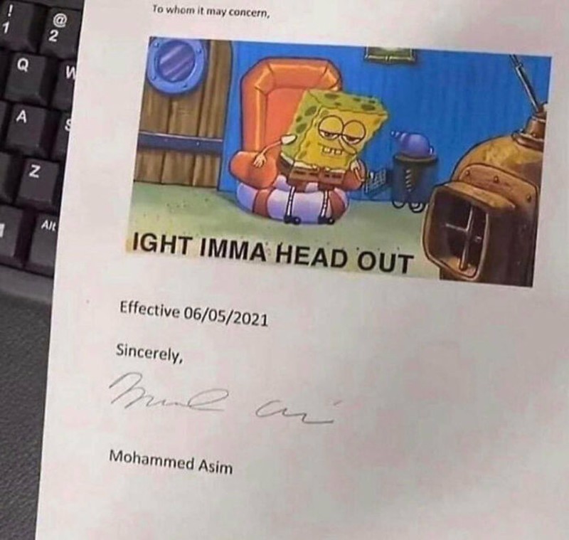 Foto surat resign unik