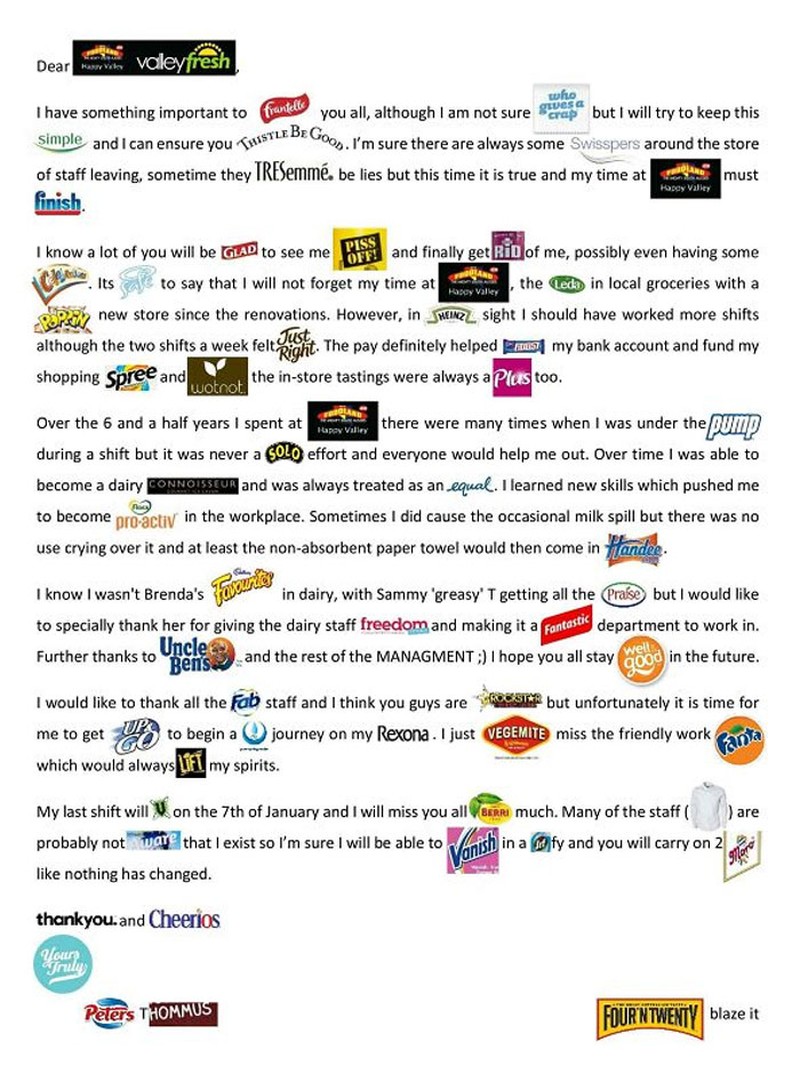 Foto surat resign unik