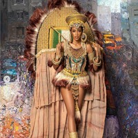 Maristella Okpala mengungkapkan bahwa kostum nasionalnya yang berbentuk topeng wanita ini memiliki tinggi 3 kaki atau hampir 1 meter. Kostum tersebut melambangkan Mmanwa yang dikenal sebagai pejuang dalam hal menghentikan kekerasan pada anak dan perempuan di Afrika Selatan. Foto: Instagram