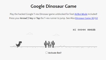 Seperti yang diketahui, bahwa Google Dinosaur bisa dimainkan di Google Chrome dan saat tidak ada jaringan internet. Hanya saja kini bisa menikmatinya, meskipun terhubung internet. Foto: (Google).