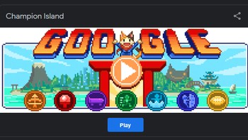 Lalu Doodle Champion Island Games yang mengusung konsep visual pixel adventure. Game ini muncul, sebagai bentuk perayaan Olimpiade Tokyo 2020. Foto: (Google).