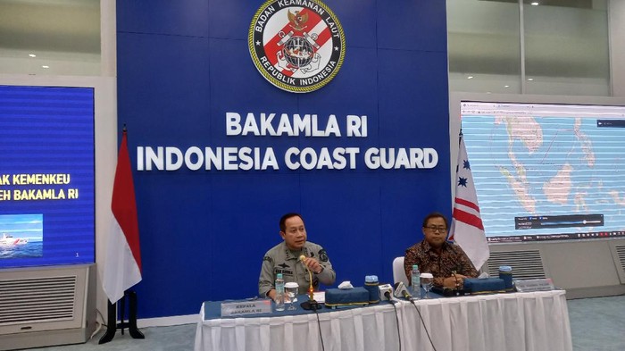 Bakamla RI konfrensi pers soal kapal nunggak pajak