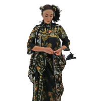 Desainer Mel Ahyar menampilkan koleksi busananya yang bertema Juxtapose di Heya Arabian Fashion Exhibition di Doha, Qatar. Foto: dok. KBRI Doha.