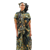 Desainer Mel Ahyar menampilkan koleksi busananya yang bertema Juxtapose di Heya Arabian Fashion Exhibition di Doha, Qatar.  Foto: dok. KBRI Doha.