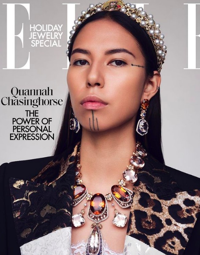 Inilah penampilan Quannah saat tampil menjadi model cover majalah Elle. Foto: dok. Instagram/@quannah.rose
