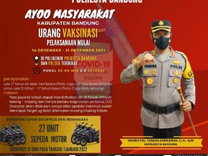 Yuk Vaksinasi COVID-19 Berhadiah 27 Motor di Bandung, Ini Jadwalnya