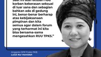 Anggota DPR Fraksi PKB, Luluk Nur Hamidah menginterupsi saat sidang. Ia mendesak agar RUU ini segera disahkan lantaran korban kekerasan seksual sudah banyak berjatuhan.