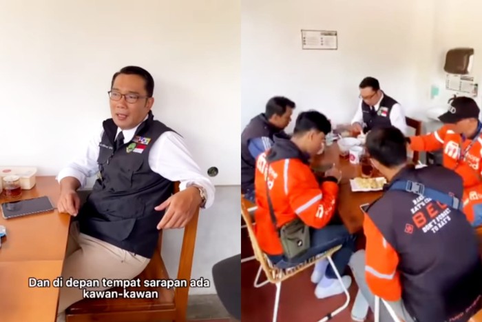 Ridwan Kamil Ridwan Kamil Ajak Kurir Makanan Sarapan Bubur Ayam