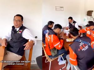 Ridwan Kamil Traktir Kurir Makanan Sarapan Bubur Ayam Bareng