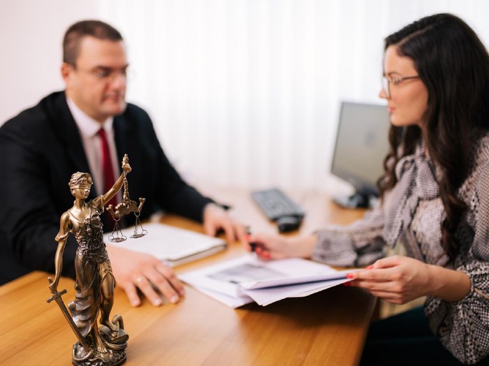 1302765181 Young female client at lawyers office