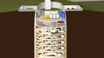 Silo rudal diubah menjadi menjadi hunian bawah tanah berlantai 15, yang mampu menampung hingga 75 orang setidaknya selama beberapa tahun. Foto: Survivalcondo.com