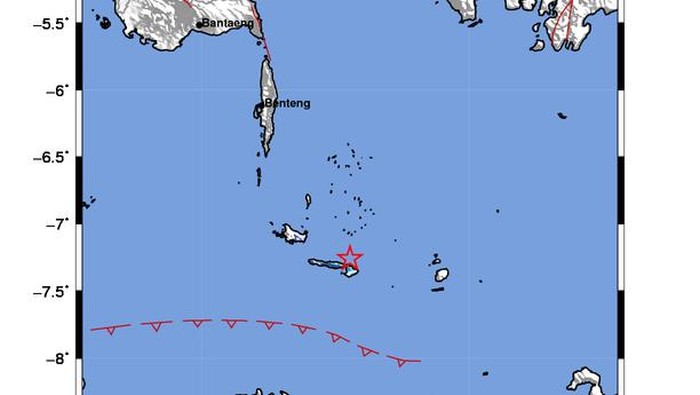 Gempa bumi di wilayah Pasilambena, Selayar. (dok. BMKG)