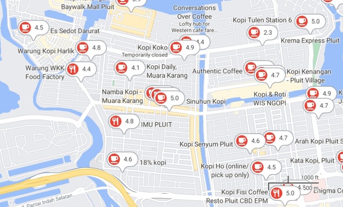 Peta Kafe di Pluit Karang 25 Kafe Intagramable di Kawasan Pluit Karang