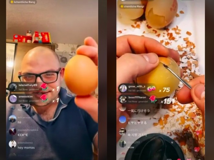 Bule gabut kupas telur Gabut! Pria Ini Live TikTok Sambil Kupas Cangkang Telur Tanpa Pecah