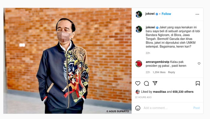 Gaya Jokowi Berjaket Blora