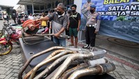 Sejumlah knalpot brong juga ikut dimusnahkan.