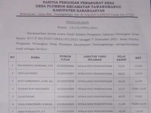 Peraih Nilai Tertinggi Seleksi Perangkat Desa Kalah dengan Anak Kades
