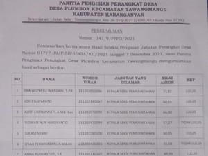 Peraih Nilai Tertinggi Seleksi Perangkat Desa Kalah dengan Anak Kades