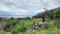 Kami berfoto sambil menikmati keindahan alam