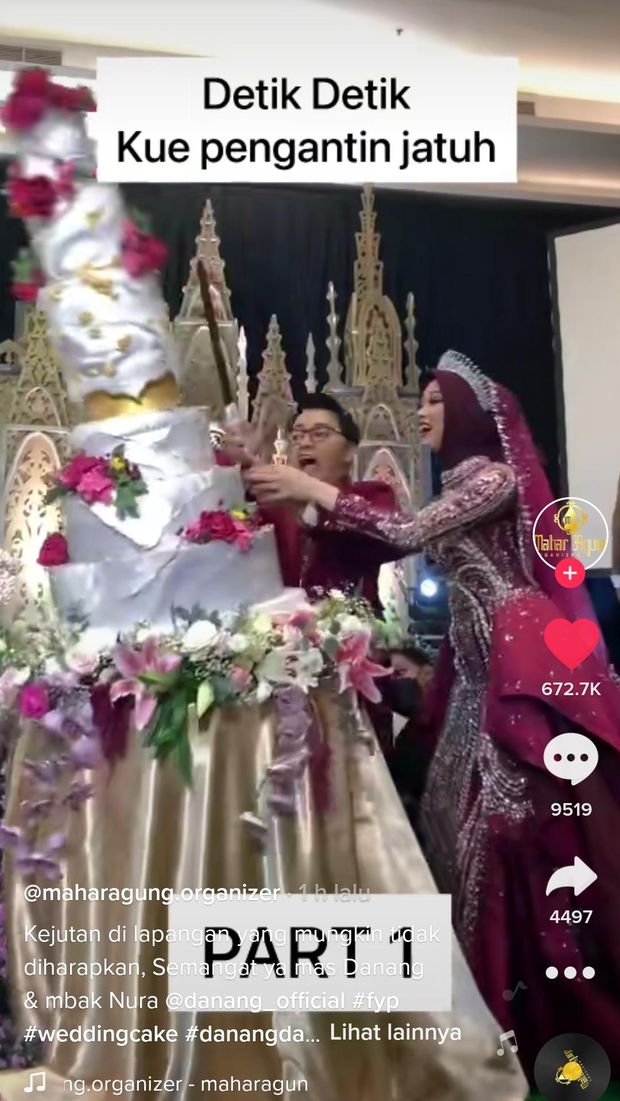 Wedding Cake Danang D'Academy Jatuh Berantakan, Netizen Bilang Settingan