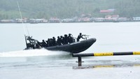 Upaya melumpuhkan kelompok teroris dan penyelamatan sandera dilakukan unsur Rubber Duck yang menyelesaikan sasaran pada kilang minyak, unsur free fall menyelesaikan sasaran air traffic control (ATC) sementara itu unsur Sea Rider, unsur Fast Rope, dan unsur EOD menyelesaikan sasaran pada Gedung Jetty Office Port. (dok Dispen Kormar)