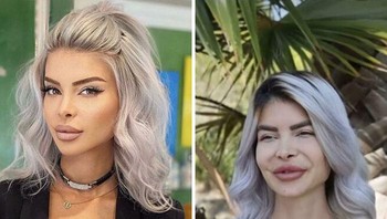 Ini orang yang sama lho, di kiri di Instagram dan di kanan saat tampil di televisi. Foto: Boredpanda