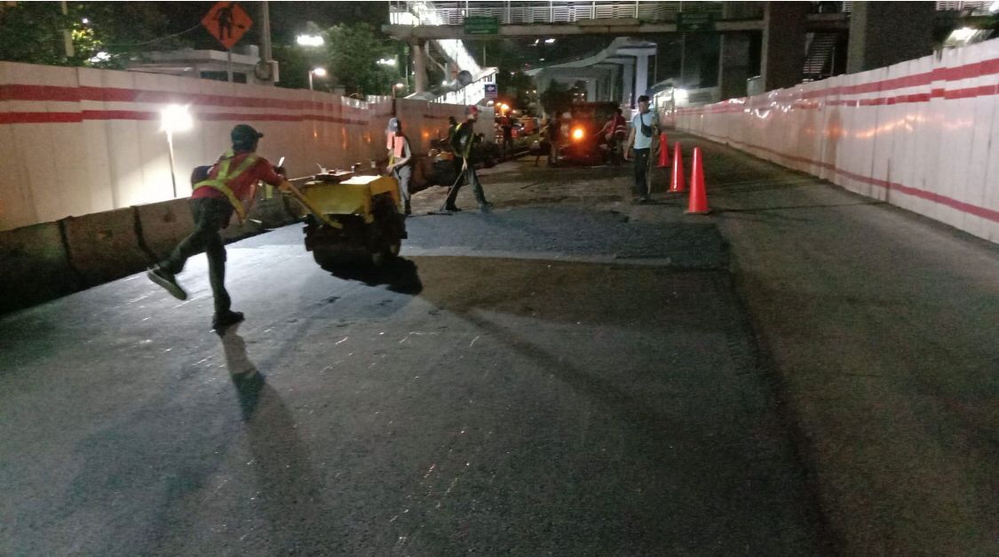 Penambalan Jl HR Rasuna Said, Kuningan, Jakarta Selatan. (Dok Bina Marga DKI)