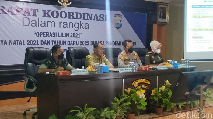 Rapat koordinasi natal dan tahun baru di Polrestabes Makassar (Ibnu Munsir/detikcom)