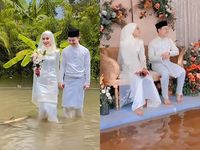 Kisah Viral Pengantin Tetap Gelar Acara Pernikahan Saat Banjir