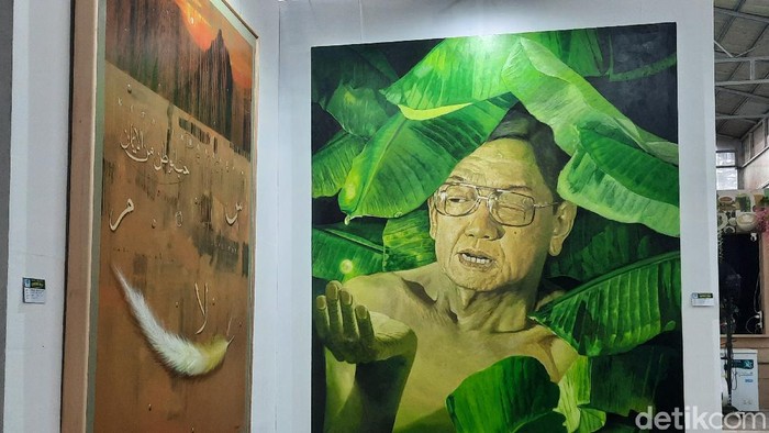 Karya-karya yang dipajang di pameran seni rupa Srawung Rasa di galeri Peace Village, Taraman, Ngaglik, Sleman (Jauh Hari Wawan S/detikcom)
