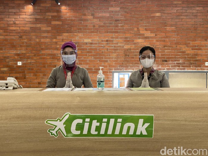 Posko pelayanan maskapai Citilink di Bandara Ngloram, Blora, Selasa (21/12/2021).