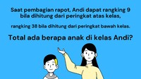 Bila dilihat dari posisi rangking Andi, ada berapa anak di kelasnya?