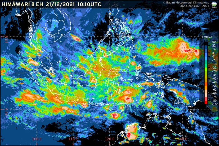 Bibit siklon tropis berpotensi terbentuk di perairan Arafura dan Laut Timor. Hujan lebat berpotensi terjadi di wilayah NTT, NTB, dan Maluku. (dok BMKG)