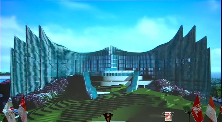 Desain Istana Garuda di Ibu Kota Baru yang ditampilkan di acara PSI (dok. Screenshot).
