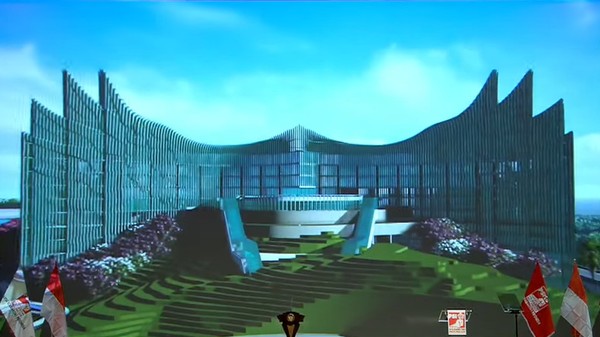 Desain Istana Garuda di Ibu Kota Baru yang ditampilkan di acara PSI (dok. Screenshot).