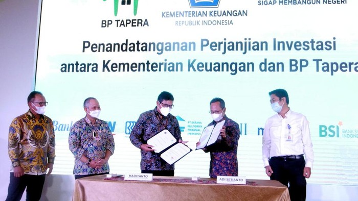 Kemenkeu dan BP Tapera menandatangani Perjanjian Investasi bagi pengadaan rumah untuk Masyarakat Berpenghasilan Rendah (MBR).