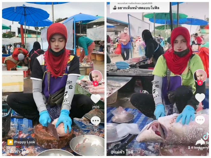Viral! Penjual Ikan di Thailand yang Gesit dan Cantik
