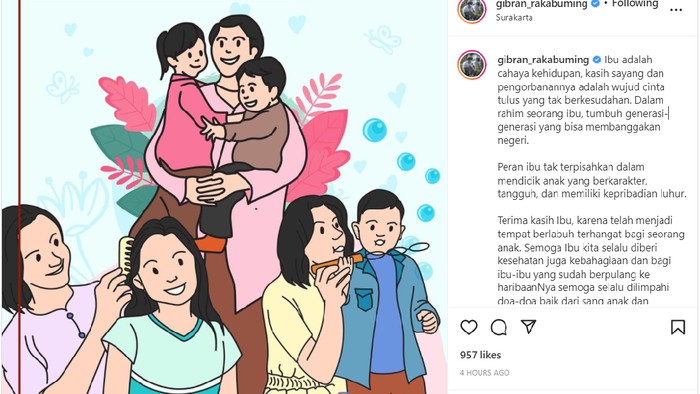 Wali Kota Solo Gibran Rakabuming Raka mengucapkan selamat hari ibu