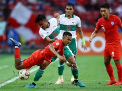 Indonesia bermain imbang 1-1 kontra Singapura di semifinal leg pertama Piala AFF 2020 pada Rabu (22/12) malam WIB (Getty Images/Yong Teck Lim)