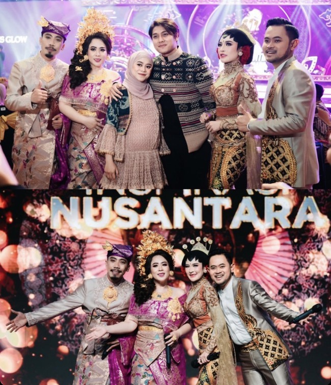 Shandy yang sudah berhijab tetap bisa tampil ala pengantin Jawa dengan sanggul dan paes. Rambut Shandy tak terlihat karena ia mengenakan kebaya dengan kerah shanghai tinggi menutupi leher. Dan bunga melati yang berada di samping sanggul. Foto: Dok. Instagram @artmospoto.