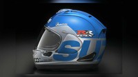 Warna pada helm edisi spesial ini juga mengikuti livery motor Suzuki GSX-RR 2021 yang digunakan oleh pebalap Joan Mir dan Alex Rins. Foto: dok. Suzuki