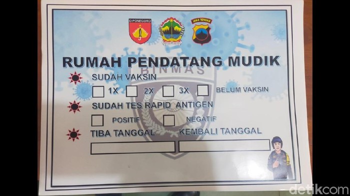 Rumah dan kendaraan pemudik di Kabupaten Pekalongan bakal dipasangi stiker, Kamis (23/12/2021).