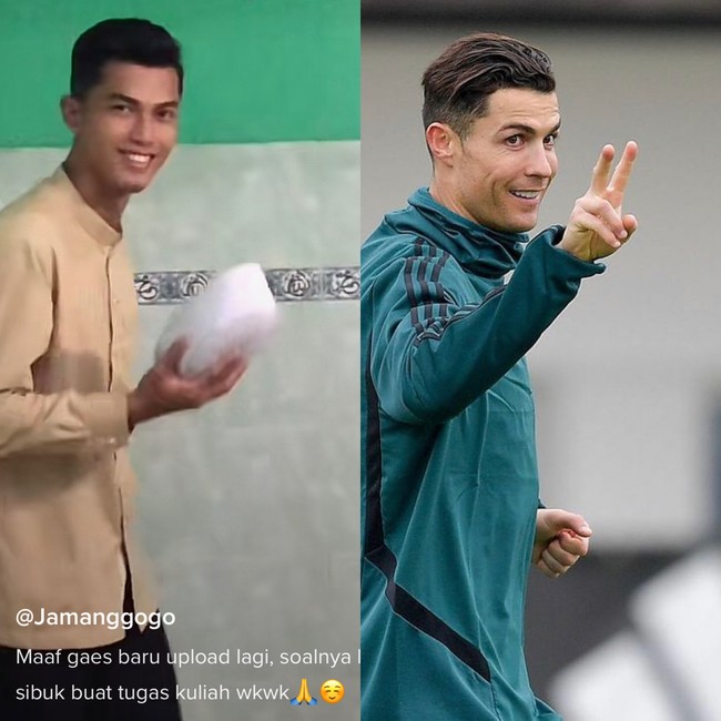 Sebelumnya, teman-temannya juga pernah mengatakan Habibi mirip Ronaldo. Banyak teman saya yang menyampaikan hal tersebut sejak saya masih SMA, lanjutnya. Foto: Dok. Tangkapan layar akun TikTok @hobss_99 dan Instagram @cristiano.