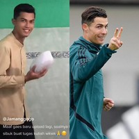 Sebelumnya, teman-temannya juga pernah mengatakan Habibi mirip Ronaldo. Banyak teman saya yang menyampaikan hal tersebut sejak saya masih SMA, lanjutnya. Foto: Dok. Tangkapan layar akun TikTok @hobss_99 dan Instagram @cristiano.