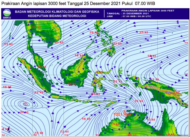 Bibit Siklon Tropis 97S di perbatasan Laut Timor-Laut Arafura. BMKG memperkirakan sistem bibit siklon tropis ini akan menguat dalam dan berpeluang kategori sedang-tinggi menjadi siklon tropis (dok BMKG)