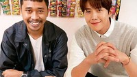  Ada yang tak kalah kocak, editan foto @diditafrizal bikin ia terlihat akrab dengan artis Korea. Bahkan sambil ngewarkop makan mie dan ngopi. Foto: Instagram @diditafrizal
