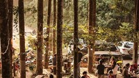 Populer di kalangan anak muda, The Woodens hadirkan sensasi minum kopi dan ngemil di bawah pohon tinggi. Rasanya seperti piknik di tengah hutan. Masih di kawasan Cisarua, jika menuju Puncak sempatkan untuk mampir ya! Foto: Instagram/thewoodens_
