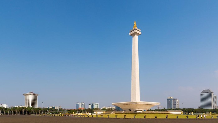 Beautiful view of the National Monument of Indonesia (Monumen Nasional, MoNas) in Jakarta, Indonesia