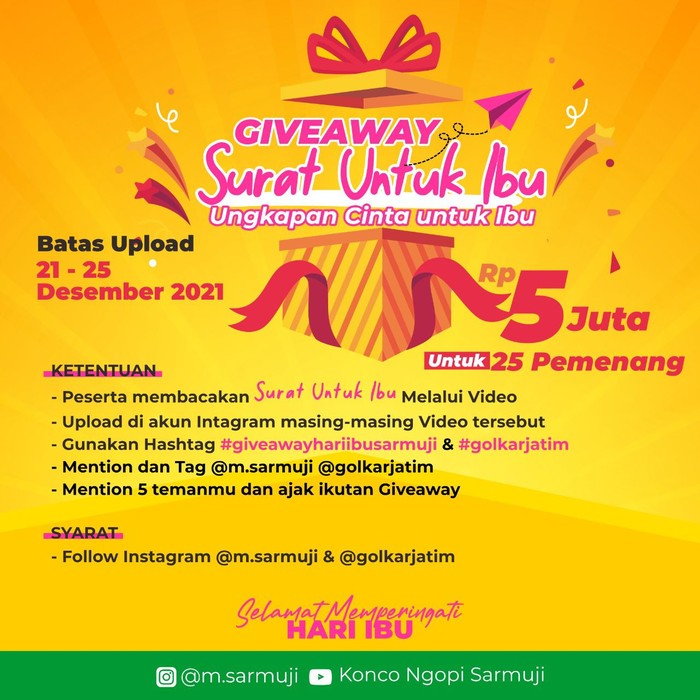 Mengharukan Surat Cinta untuk Ibu, Giveaway Golkar Jatim