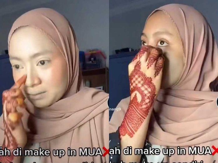 Pengantin viral makeup sendiri saat hari pernikahannya. Pengantin viral makeup sendiri saat hari pernikahannya.